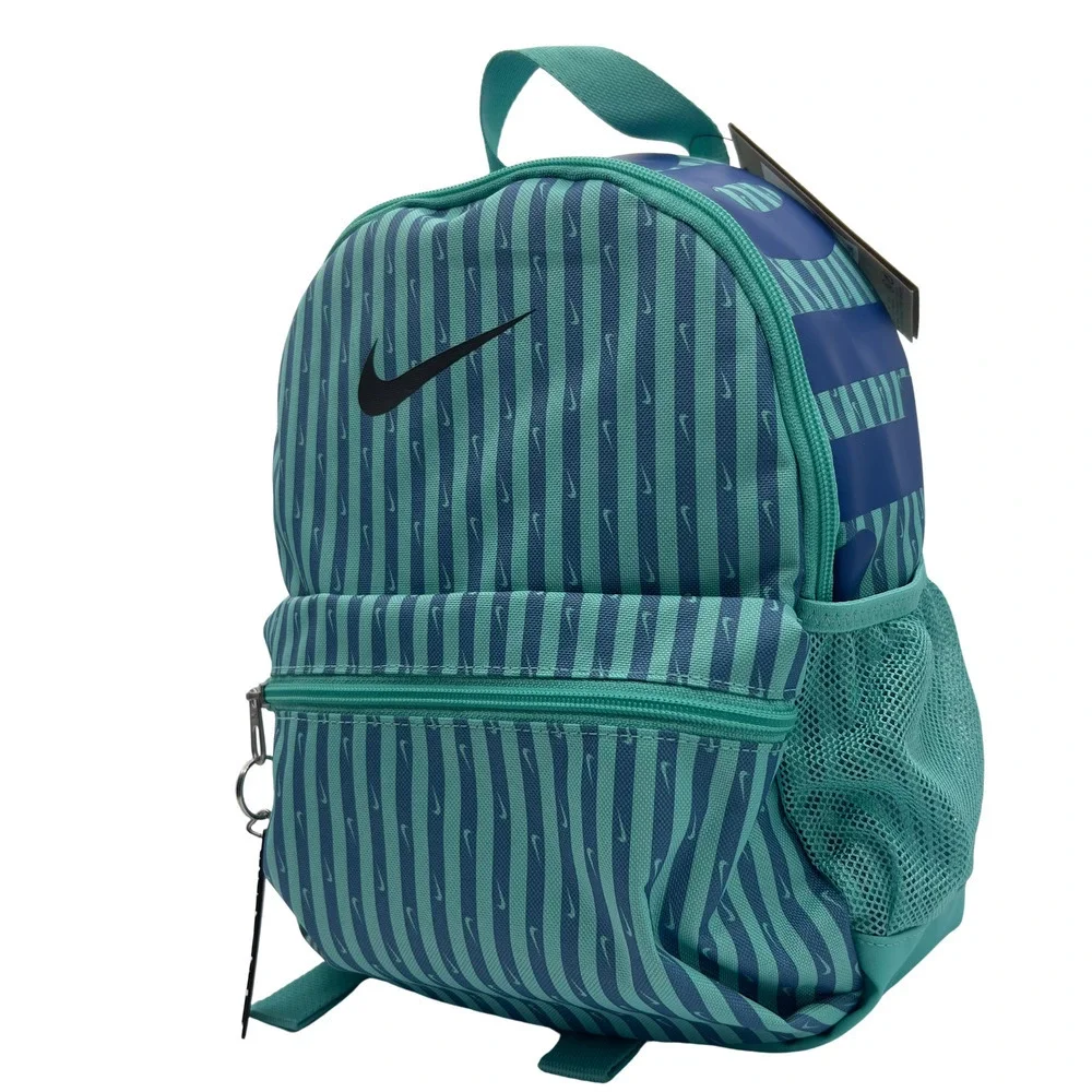 Nike Just Do It Brasilia Mini Backpack Travel Play‎ Teal Blue Stripe FZ2619 NWT
